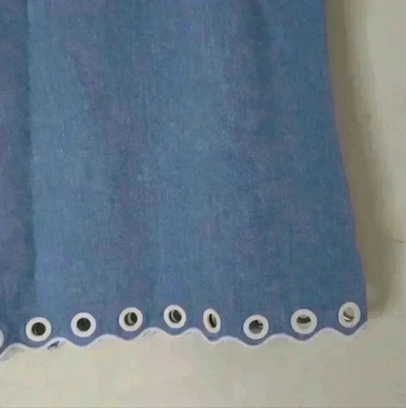 J Crew Scalloped Chambray Denim Grommet Tank Top - Picture 8 of 14